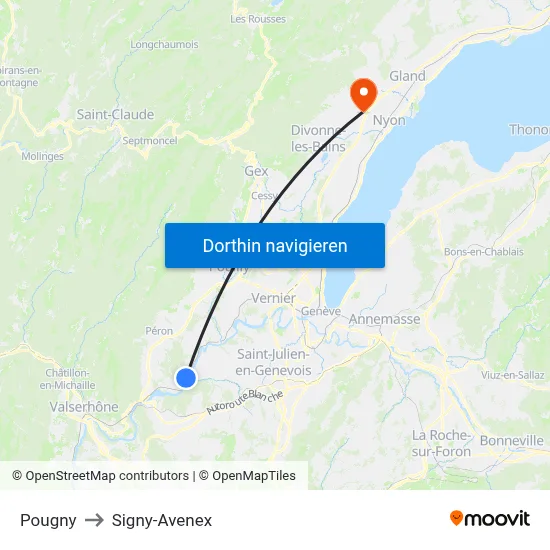 Pougny to Signy-Avenex map