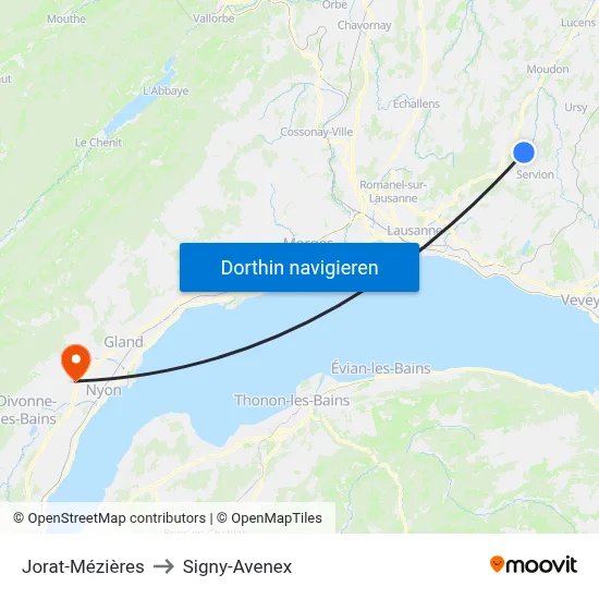 Jorat-Mézières to Signy-Avenex map