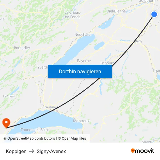 Koppigen to Signy-Avenex map