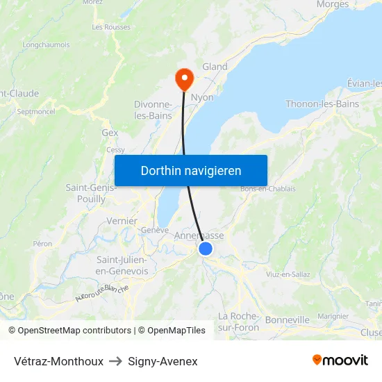 Vétraz-Monthoux to Signy-Avenex map