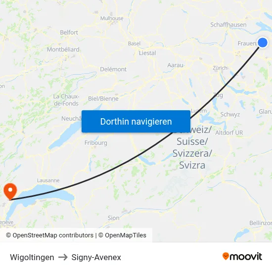 Wigoltingen to Signy-Avenex map