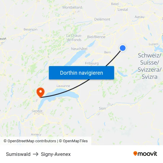 Sumiswald to Signy-Avenex map