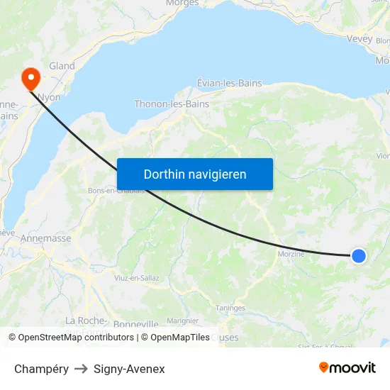 Champéry to Signy-Avenex map