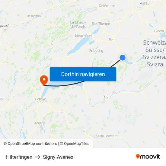 Hilterfingen to Signy-Avenex map