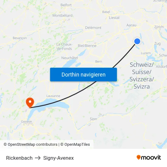 Rickenbach to Signy-Avenex map