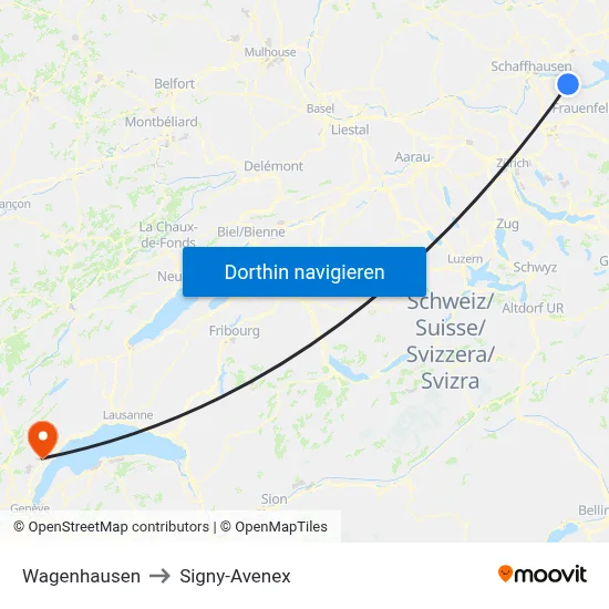 Wagenhausen to Signy-Avenex map