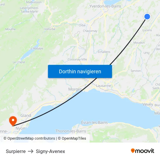 Surpierre to Signy-Avenex map
