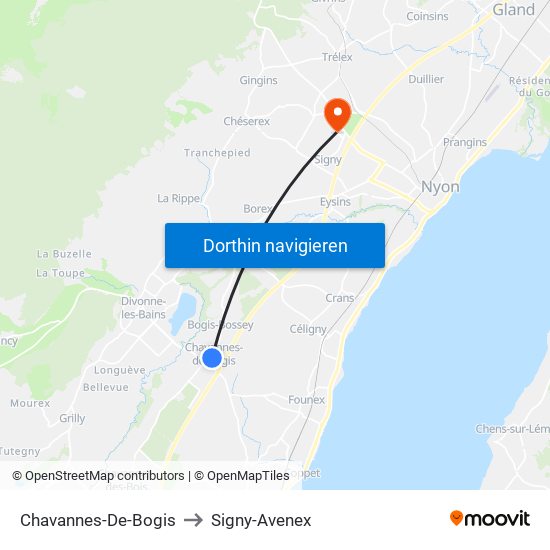 Chavannes-De-Bogis to Signy-Avenex map