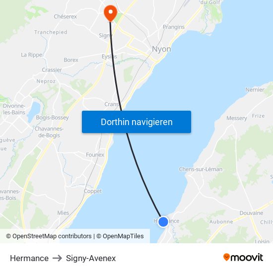 Hermance to Signy-Avenex map