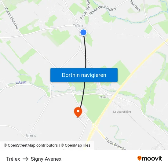 Trélex to Signy-Avenex map