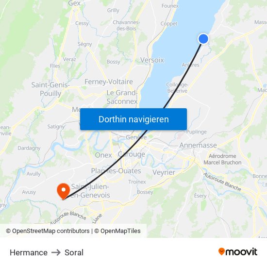 Hermance to Soral map