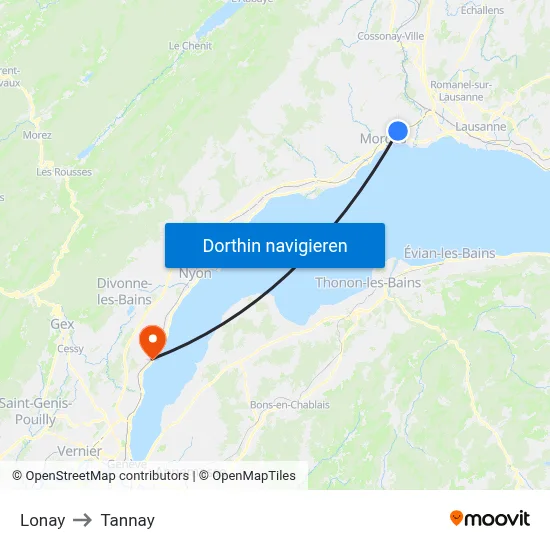 Lonay to Tannay map