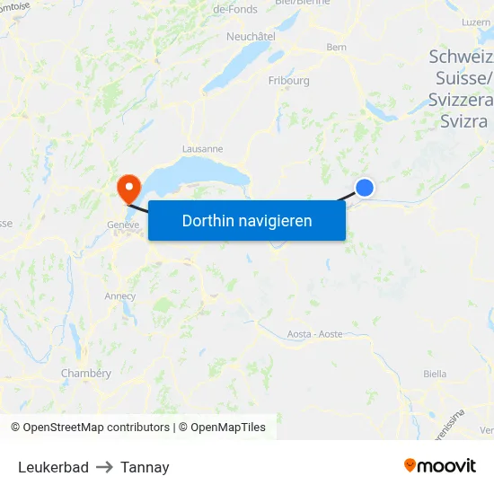 Leukerbad to Tannay map
