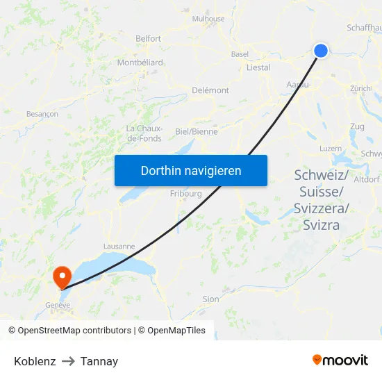 Koblenz to Tannay map