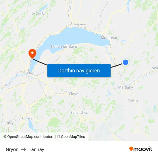 Gryon to Tannay map
