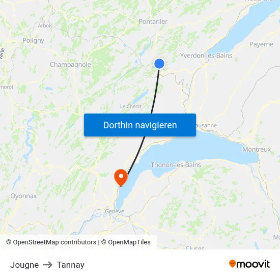 Jougne to Tannay map