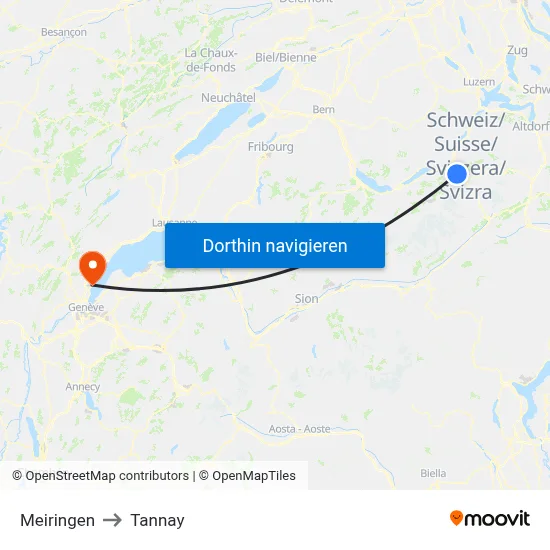 Meiringen to Tannay map