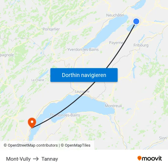 Mont-Vully to Tannay map