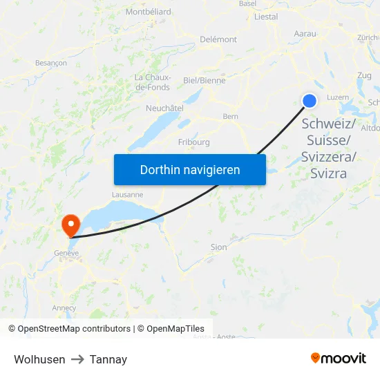 Wolhusen to Tannay map