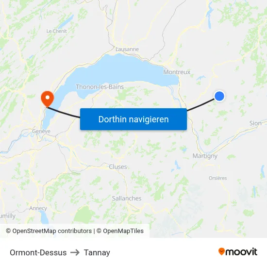 Ormont-Dessus to Tannay map