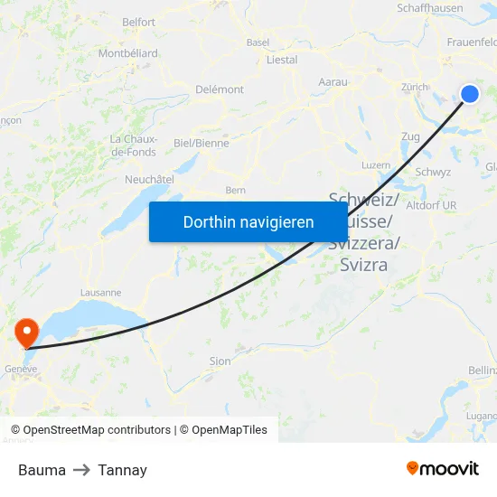 Bauma to Tannay map