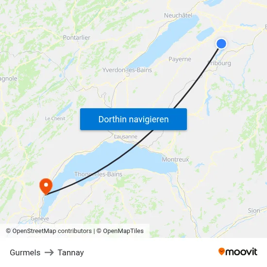 Gurmels to Tannay map