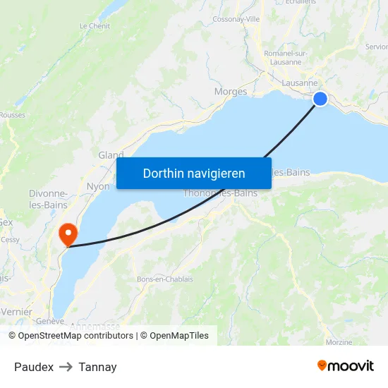 Paudex to Tannay map