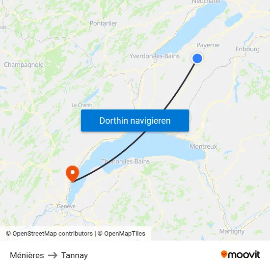 Ménières to Tannay map