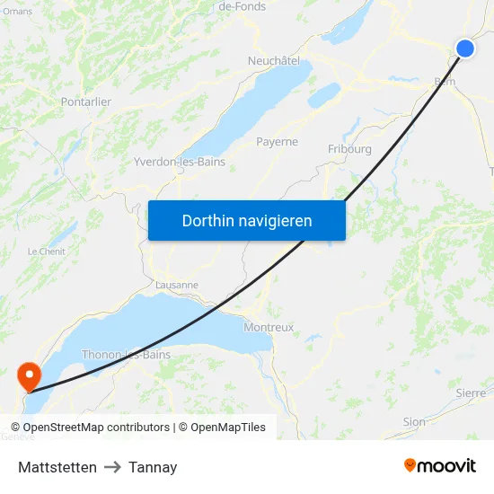 Mattstetten to Tannay map