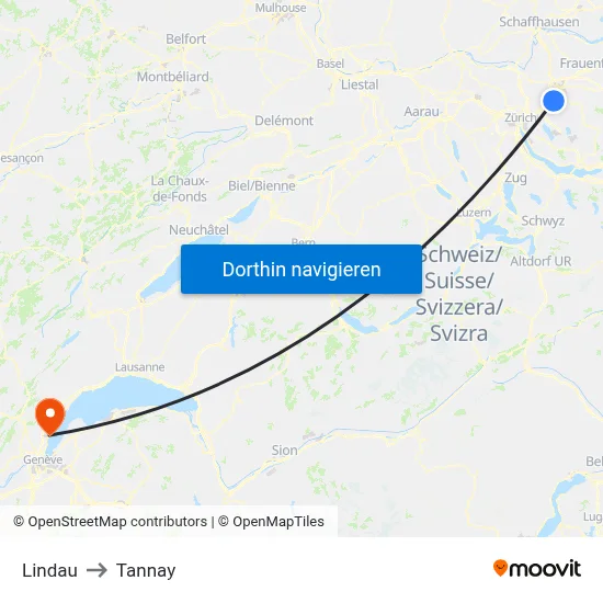 Lindau to Tannay map
