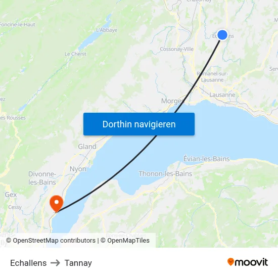 Echallens to Tannay map