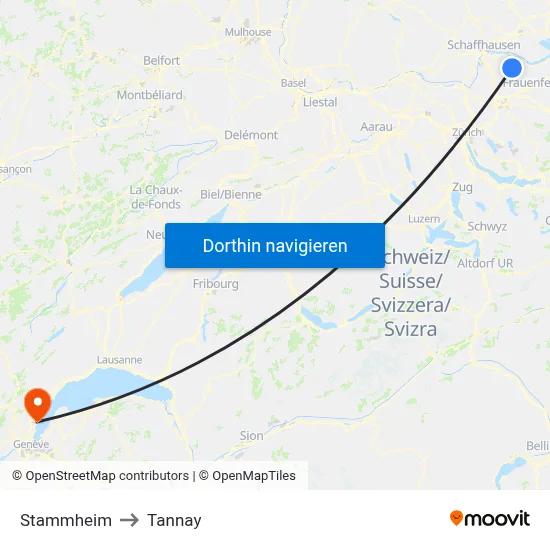 Stammheim to Tannay map