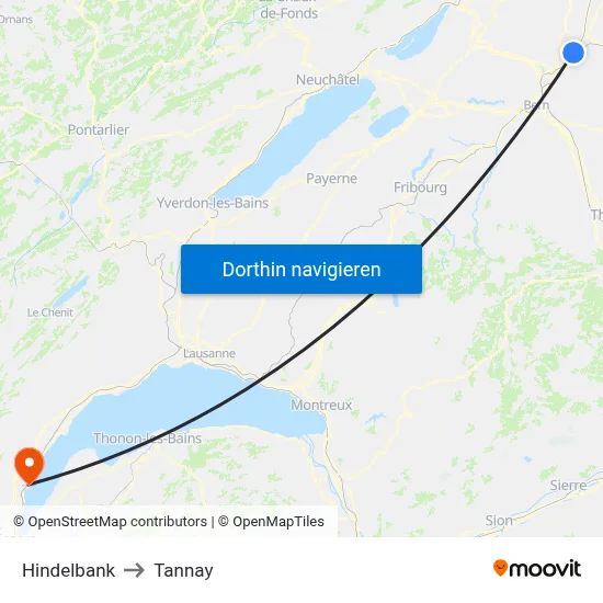 Hindelbank to Tannay map