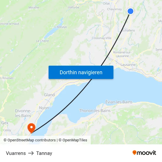 Vuarrens to Tannay map