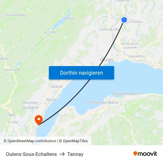 Oulens-Sous-Echallens to Tannay map