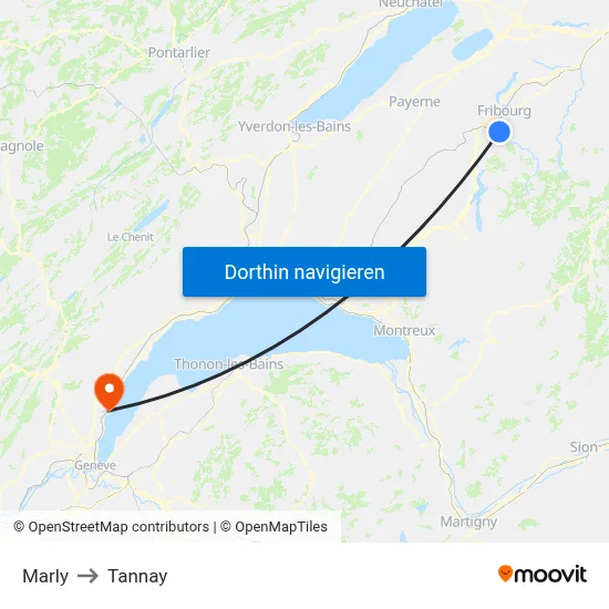 Marly to Tannay map