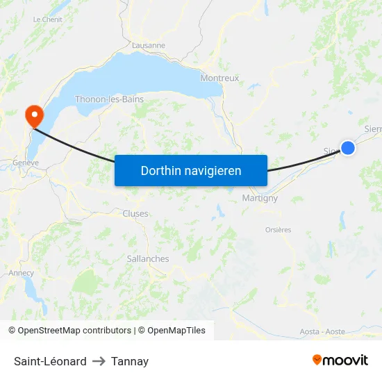 Saint-Léonard to Tannay map