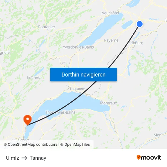 Ulmiz to Tannay map