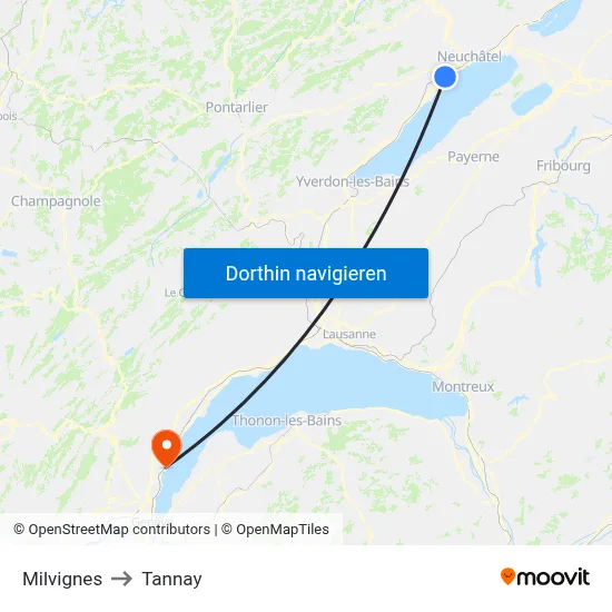 Milvignes to Tannay map