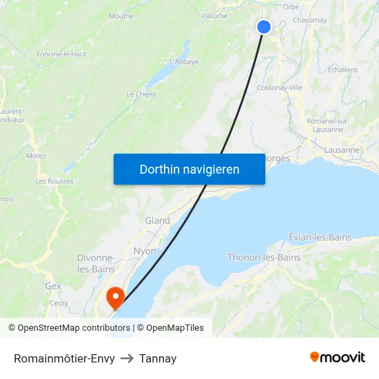 Romainmôtier-Envy to Tannay map