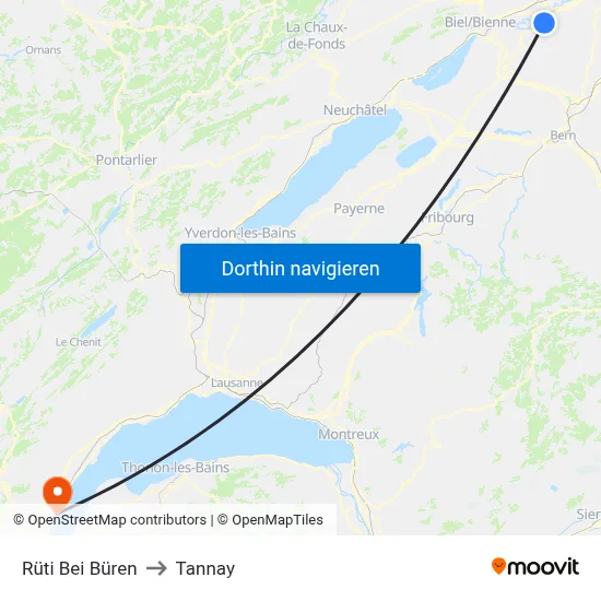 Rüti Bei Büren to Tannay map