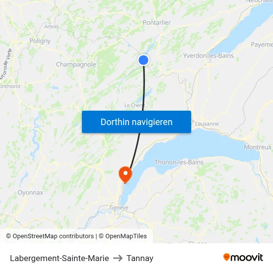Labergement-Sainte-Marie to Tannay map