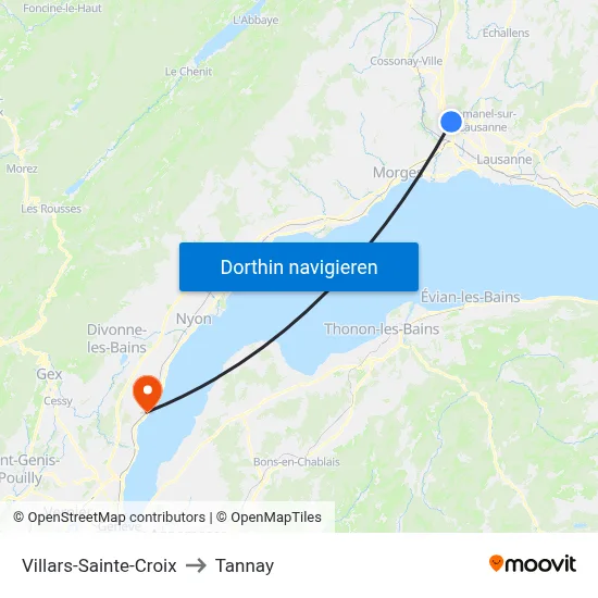 Villars-Sainte-Croix to Tannay map