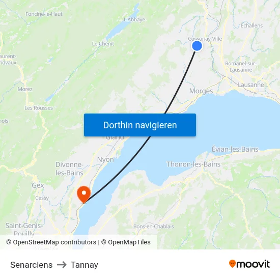 Senarclens to Tannay map