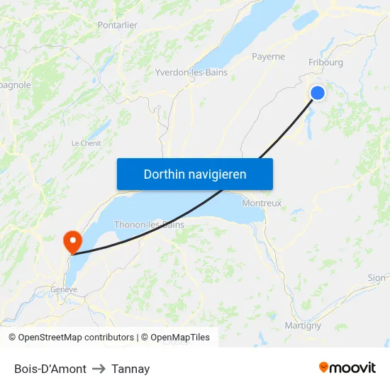 Bois-D’Amont to Tannay map