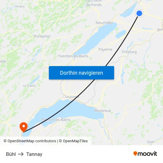 Bühl to Tannay map