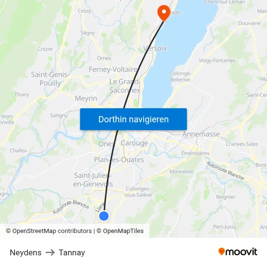 Neydens to Tannay map