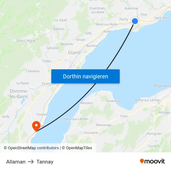 Allaman to Tannay map