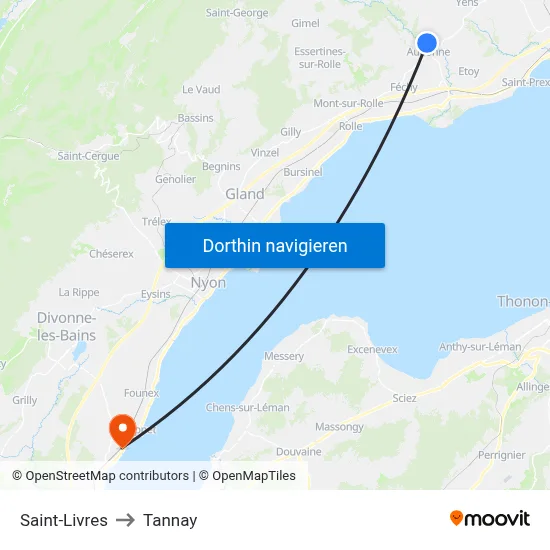 Saint-Livres to Tannay map