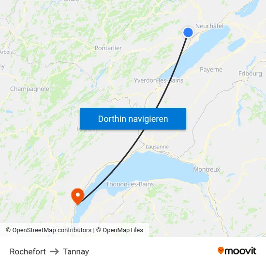 Rochefort to Tannay map